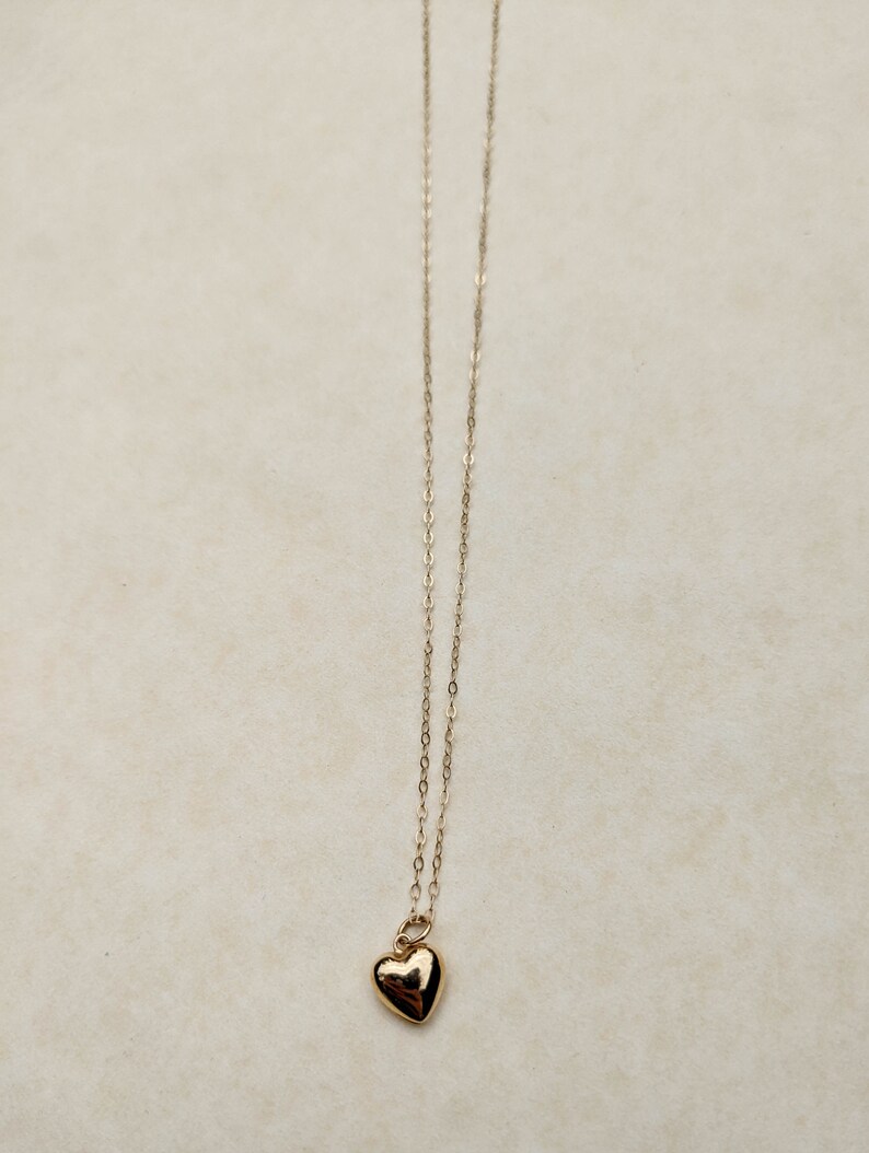90s vintage 14k gold heart necklace / 14 karat pendant minimal delicate / hipster Lolita boho simple elegant / love friendship romantic gift image 7