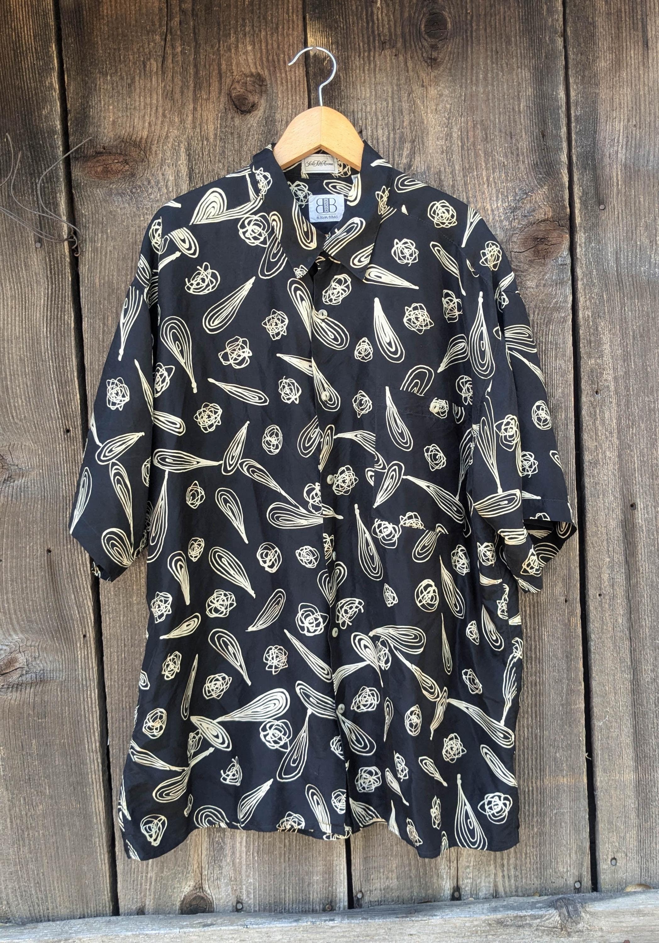 burma bibas dress shirts Vintage Silk Half -Sleeve Shirt - Mens - Floral - Beach Burma bibas t-shirt mens -