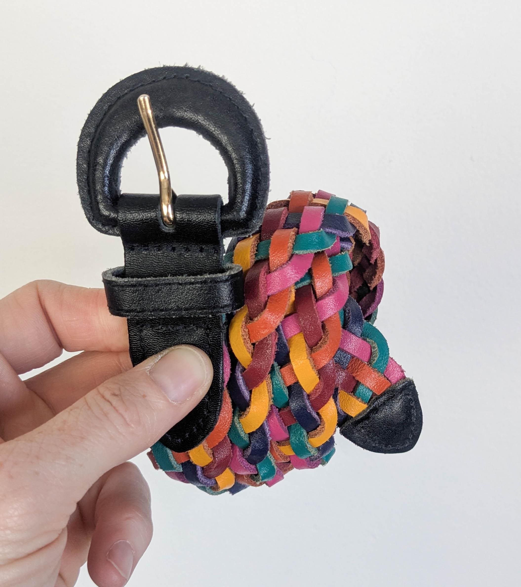 90s Rainbow Woven Leather Belt: Adjustable Multicolor Hipster 90s Rainbow Woven Leather Belt: Adjustable Multicolor Hipster