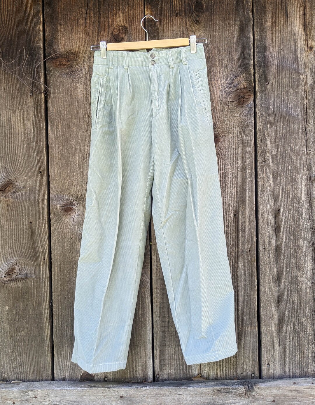 80s Vintage Sage Corduroy Lizsport Pants Slacks Trousers / Medium Wale ...