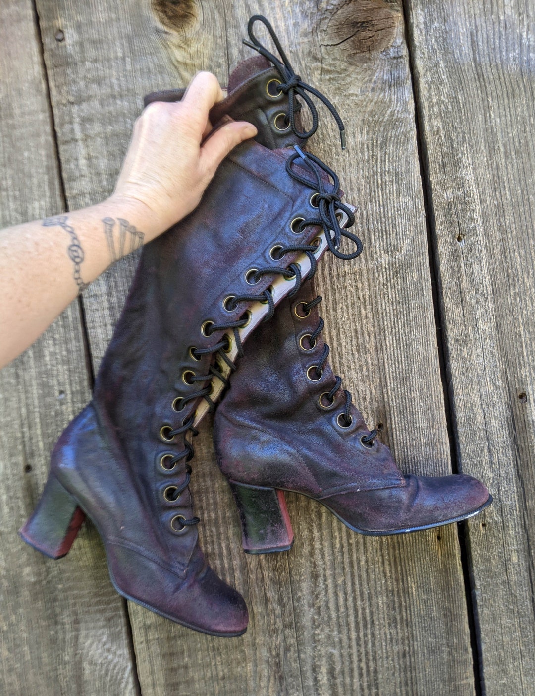 Original 70s Hippie Vintage Lambskin Boots