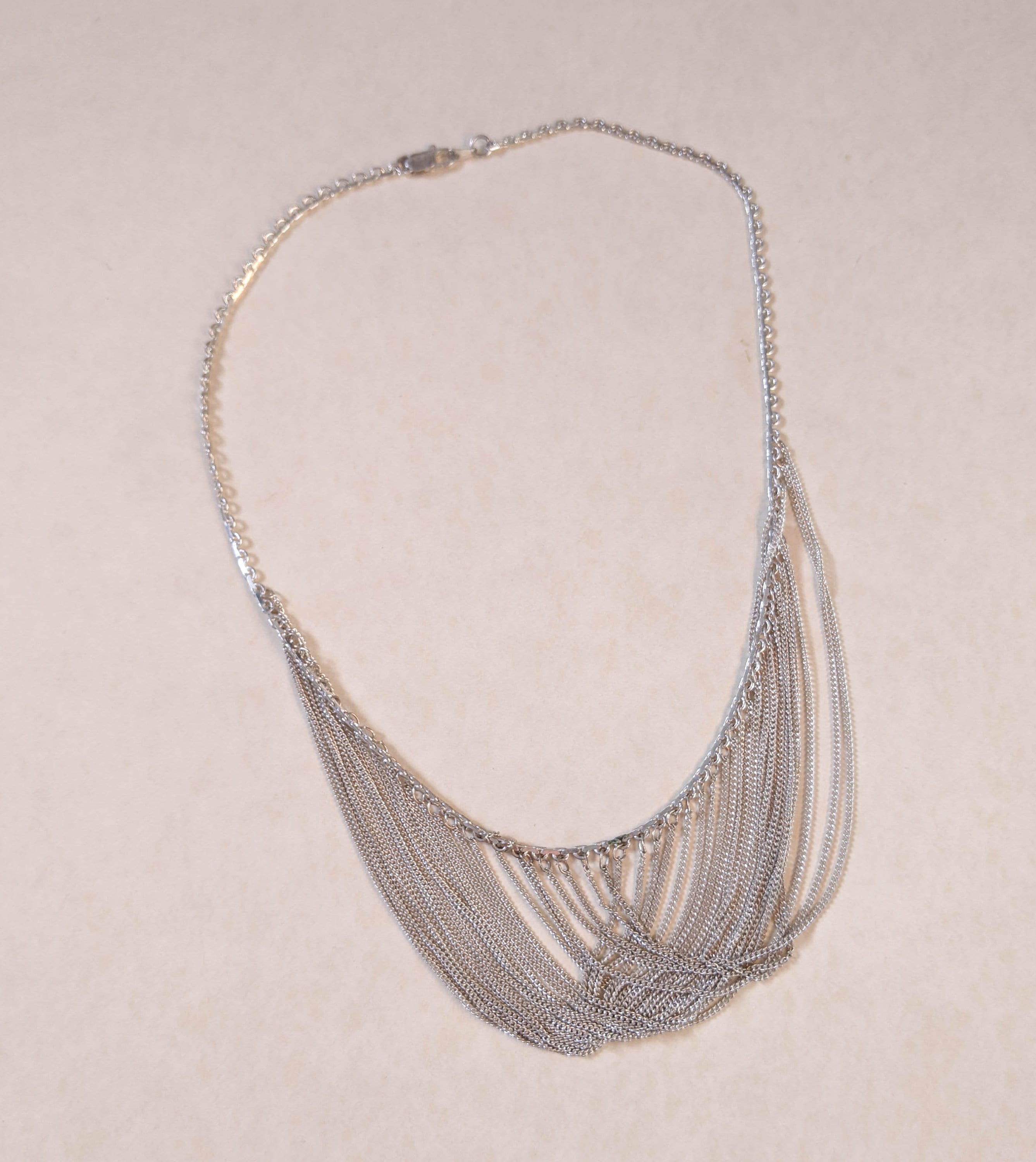【送料込】 Drape Silver Vintage 80s Chain Multistrand / Necklace Bib その他