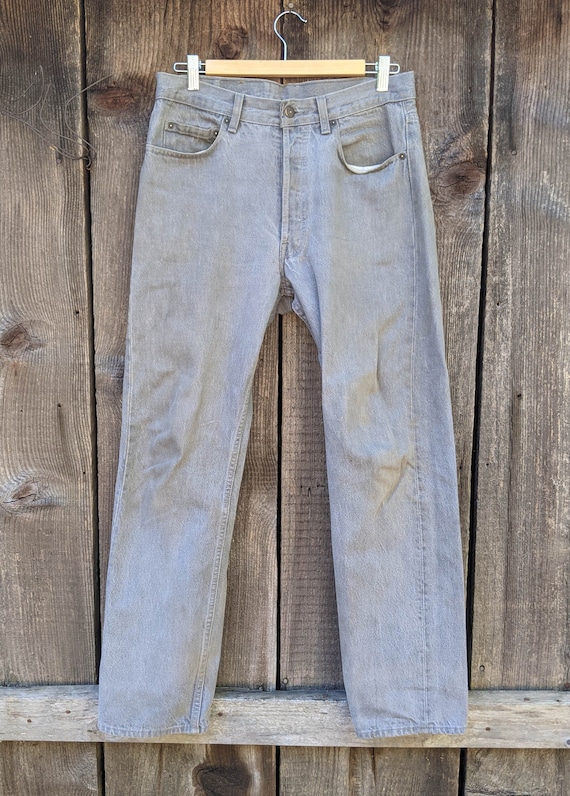 90s vintage Levis 501 xx jeans gray denim / butto… - image 1