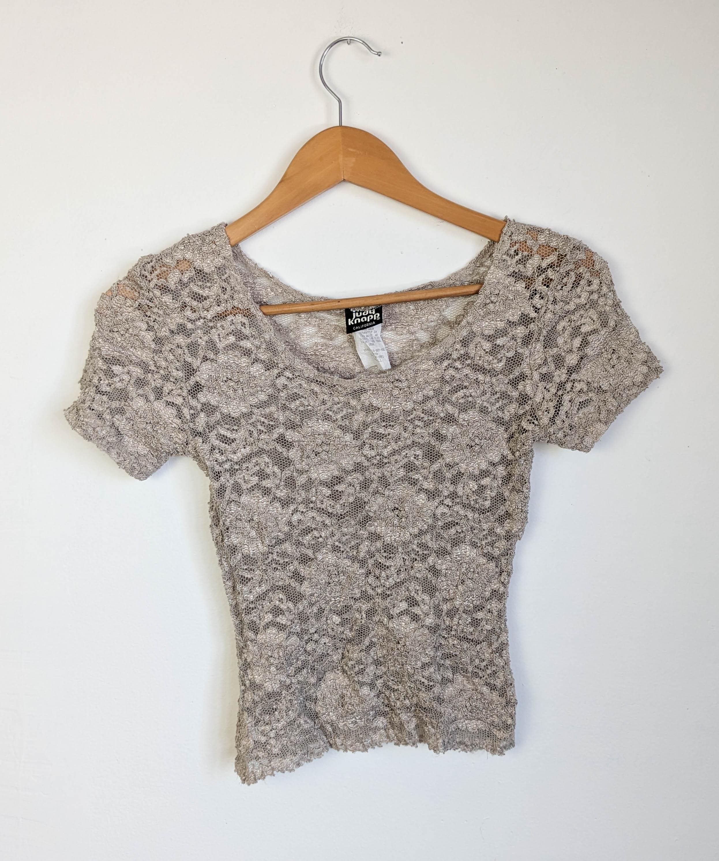 Vintage 90s Y2K Beige Lace Crop Top – Judy Knapp USA Nylon