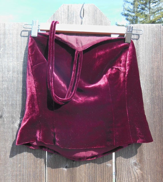 90s vintage red velvet halter top rayon silk / got