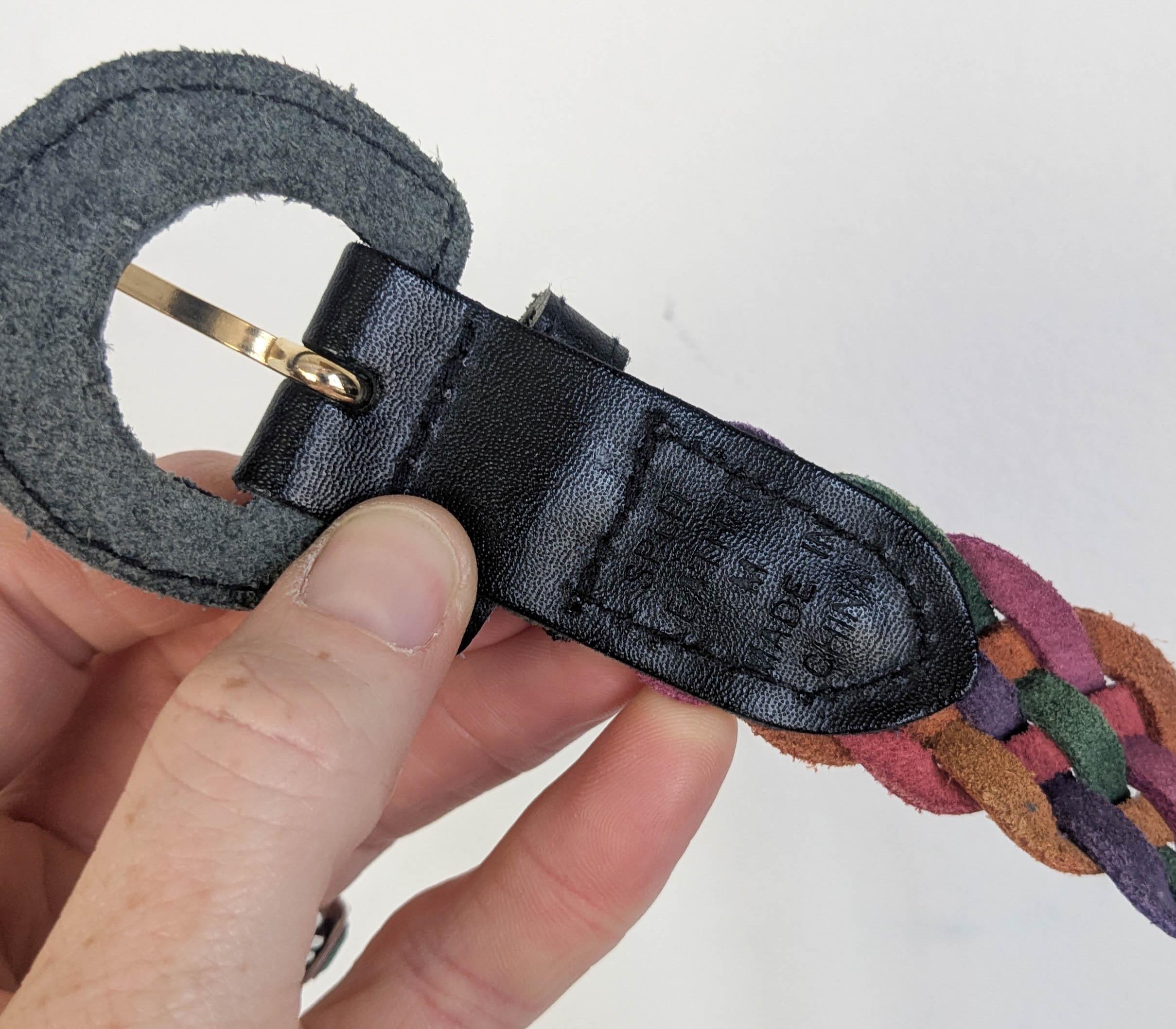 90s Rainbow Woven Leather Belt: Adjustable Multicolor  display picture 2