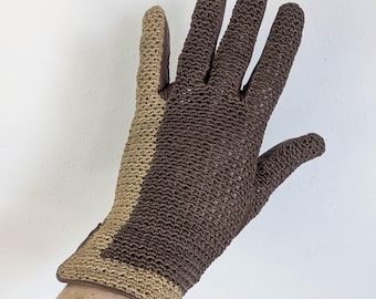 Vintage 50er Jahre Netz Handschuhe braun / 50er Jahre Netz Handschuhe / weiches butterweiches Leder perforiert S / lässige Autohandschuhe Tea Party Kostüm