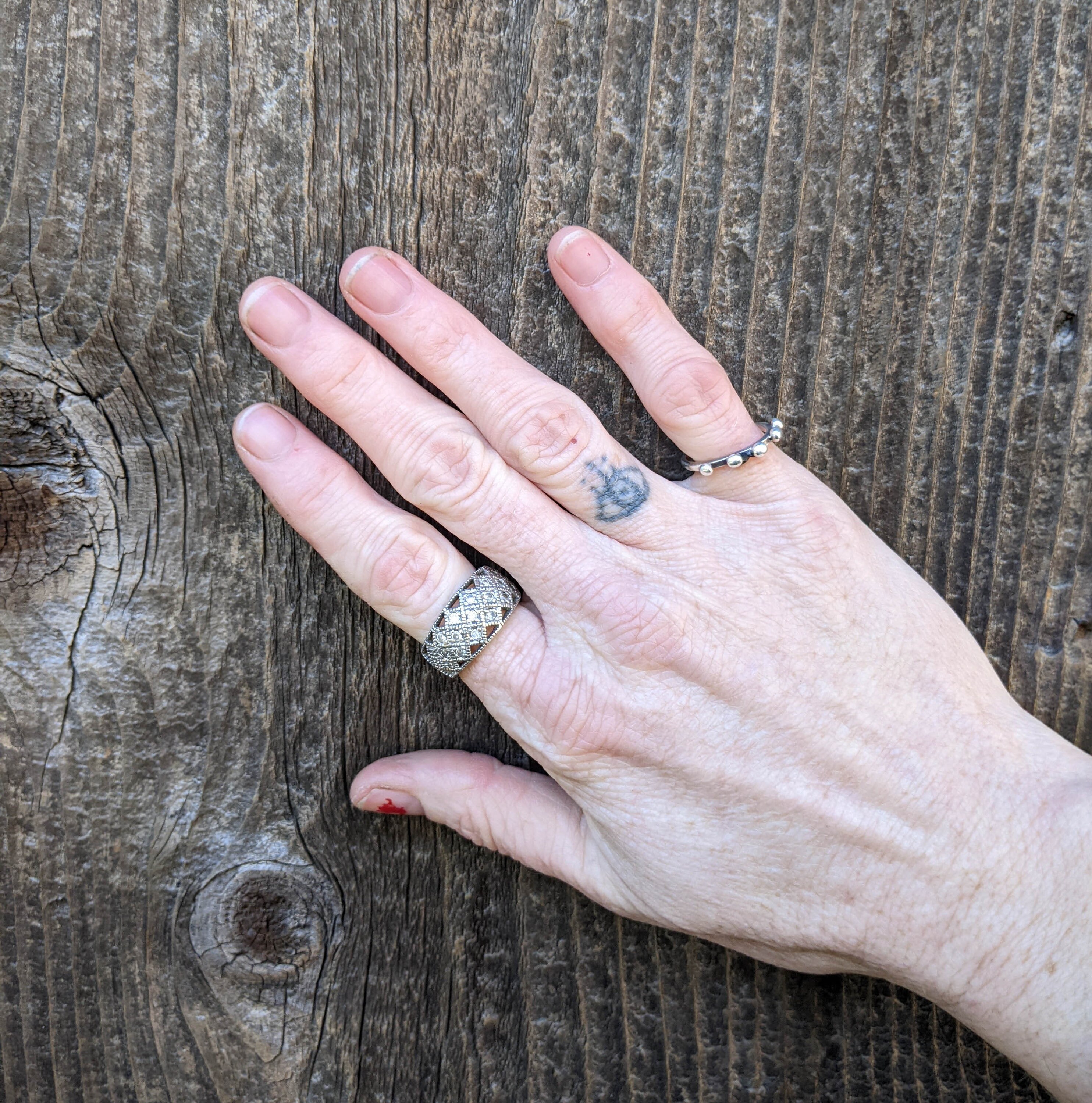 70s Vintage Silver Pave Ring / 925 Sterling Clear Stone