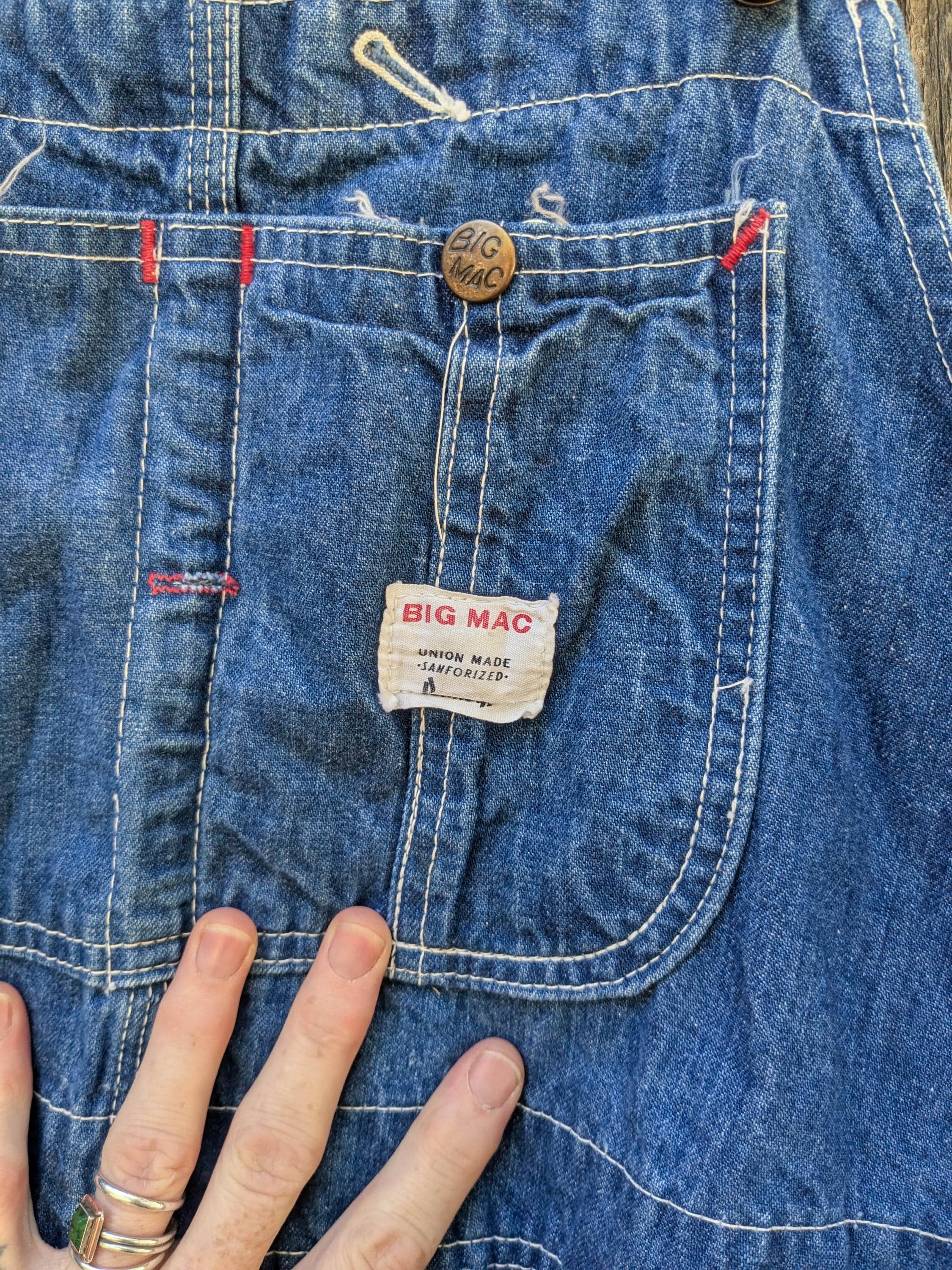 70s Vintage Big Mac Workwear Overalls / Light Blue Cotton Denim