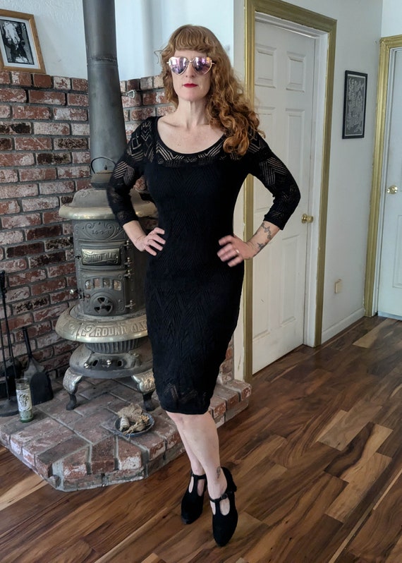 white christmas dresses RALPH LAUREN BLACK LABEL CHROCKET SLEEVES MIDI DRESS SIZE L LARGE ladi –  Afashionistastore main image 1