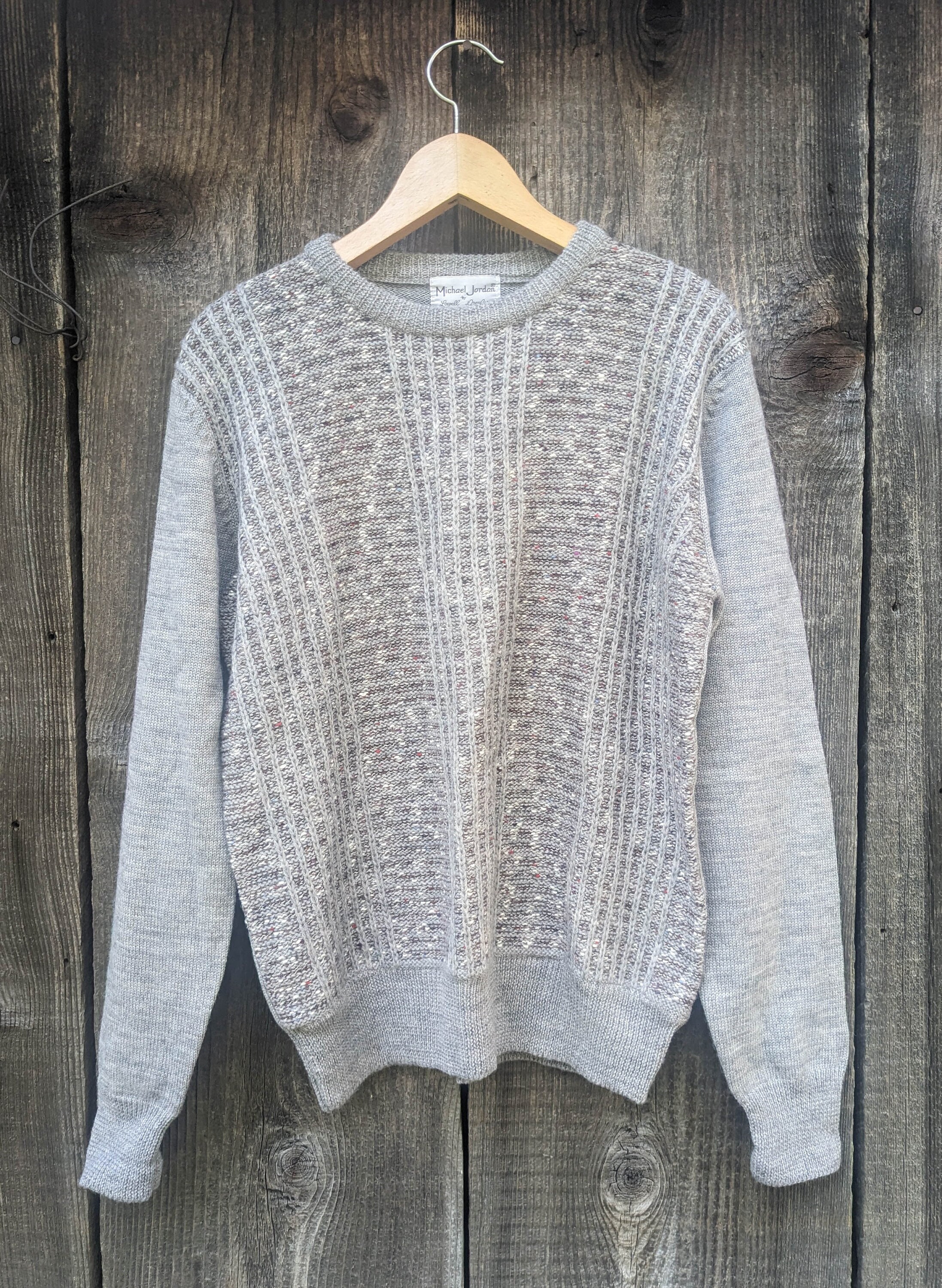 90s Vintage Gray Speckled Sweater / Wool Blend Knit Michael Jordan