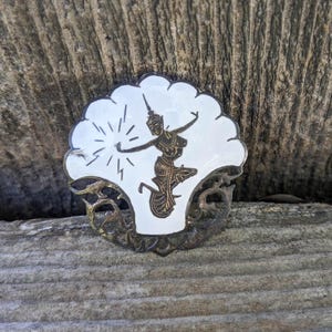 60s vintage Siam sterling Nielloware brooch pin / Thailand white enamel glass jewelry / eclectic gift boho bohemian glam travel souvenir