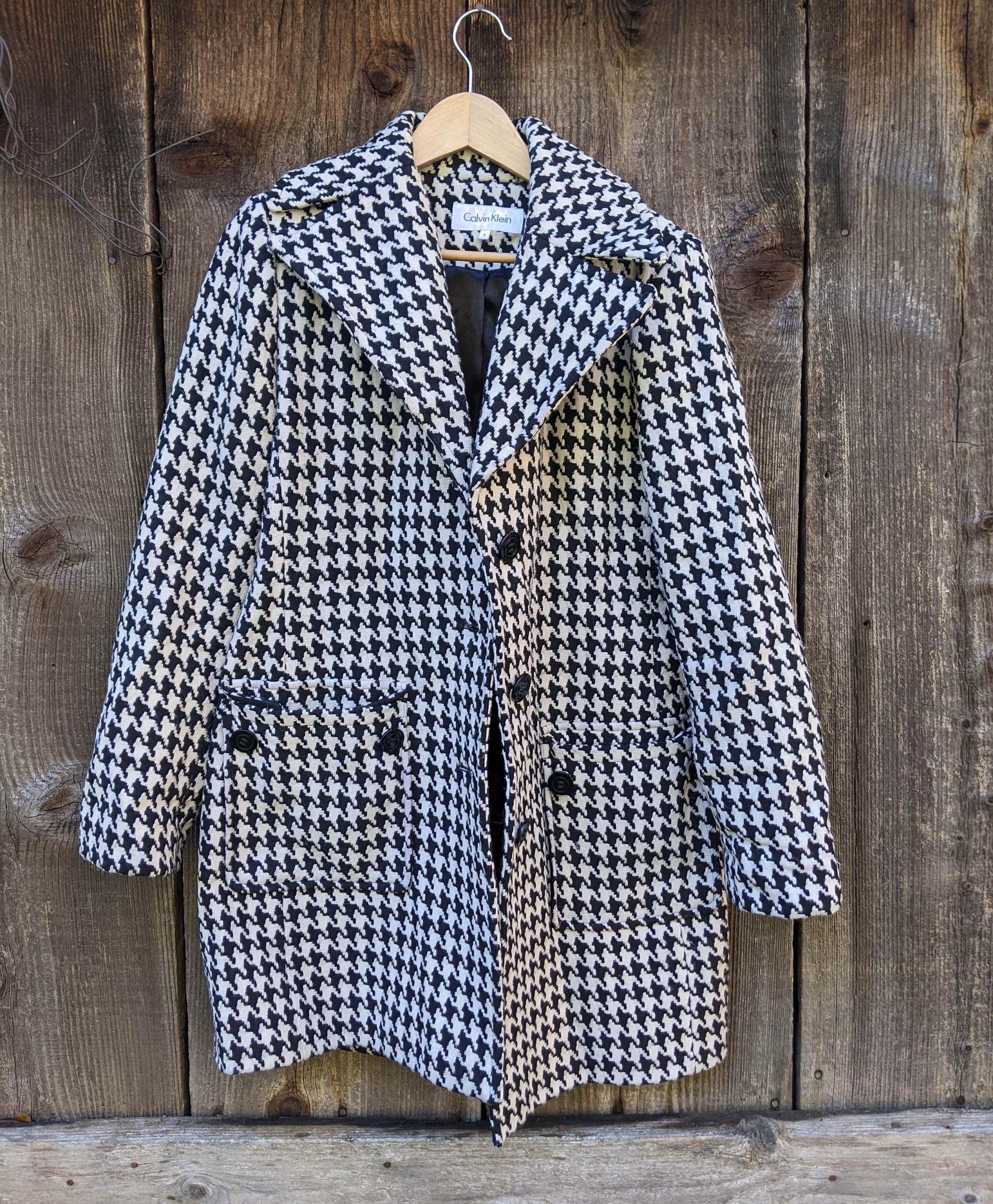 90s Vintage Calvin Klein Houndstooth Jacket / Black White - Etsy 90s Vintage Calvin Klein Houndstooth Jacket / Black White - Etsy