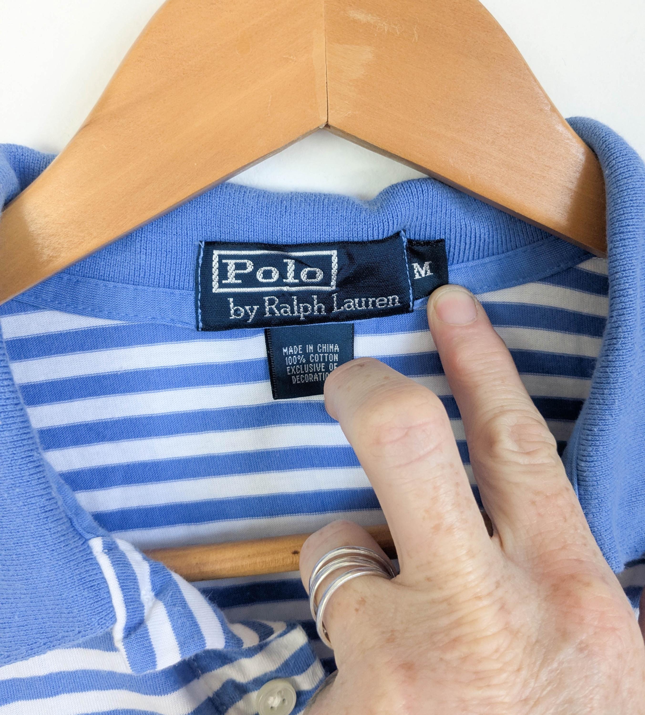 90s Ralph Lauren Striped Polo Shirt: Single Stitch Vintage Henley