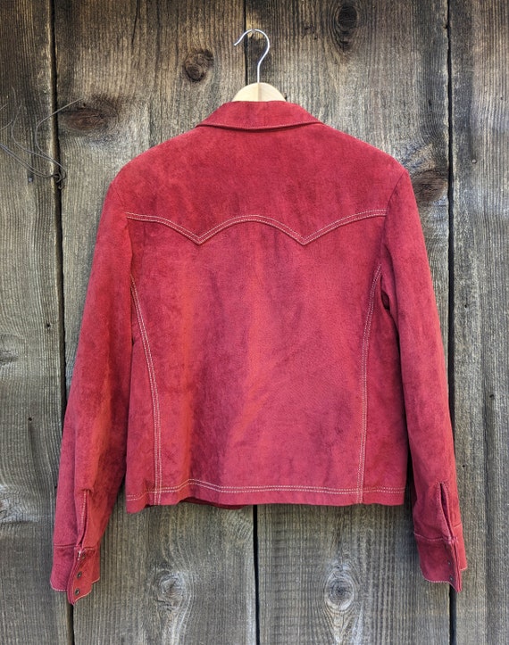 90s vintage Y2K brick suede jacket coat / rust re… - image 9