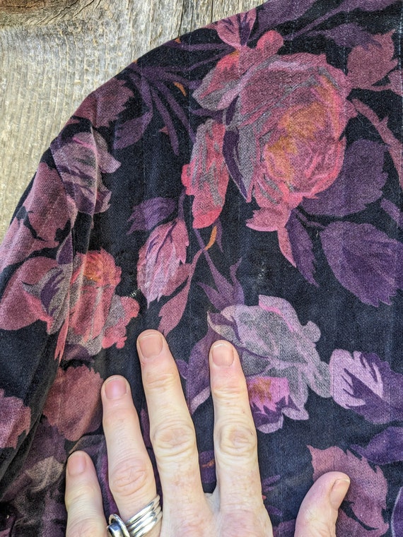 80s vintage velvet quilted jacket coat / Asian Ch… - image 8