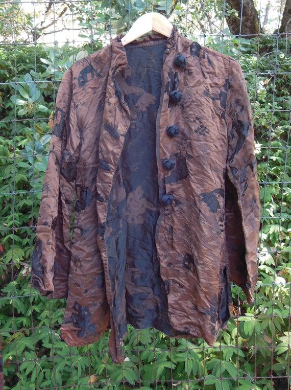 40s vintage silk kimono set / jacket pants two pi… - image 3