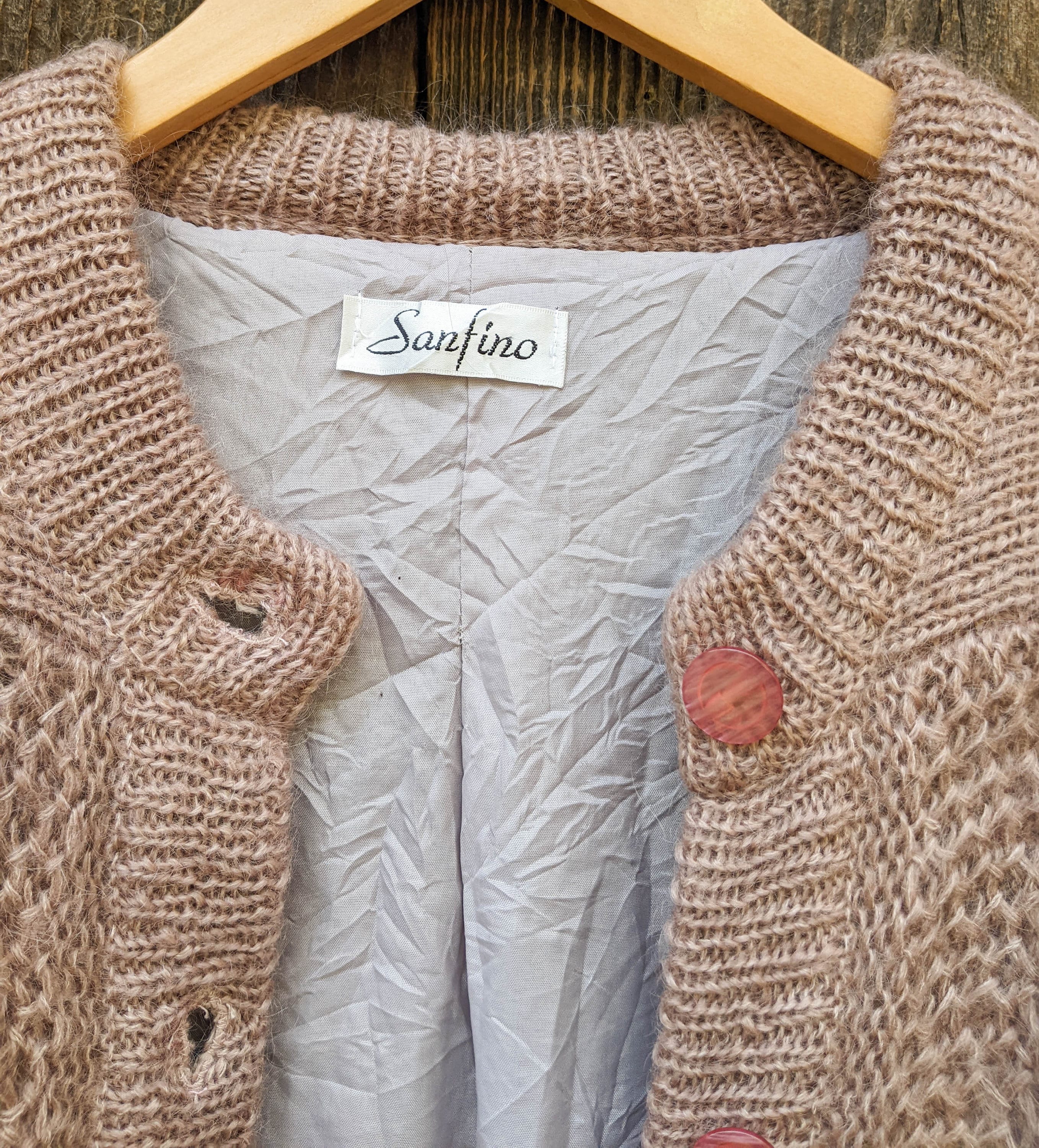 公式限定 福袋 - 公式通販オンラインショップ 80s Vintage Mohair Cardigan / Mauve Chunky Knit Satin Lining トップス