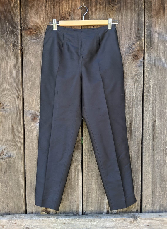 Pantalones de seda negro vintage de los años 90 / pantalones | Etsy México