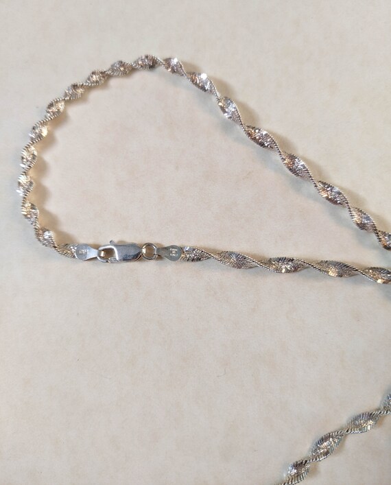 80s vintage silver herringbone twist chain / extr… - image 6