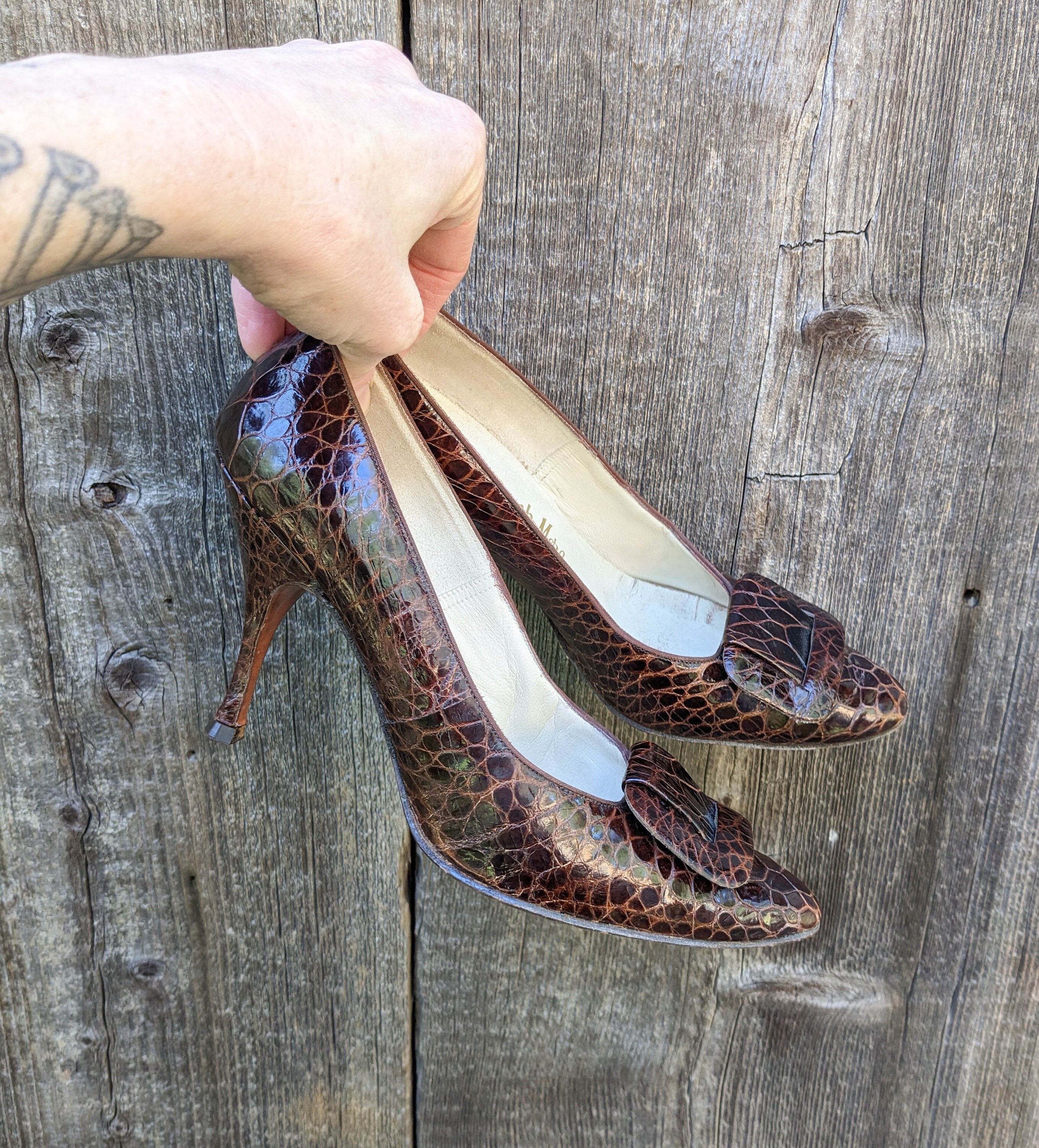 Vintage Hanover Imperial Genuine Crocodile Alligator Platform Heel Loafers 8.5 5034 Calzoleria Toscana Men main image 3