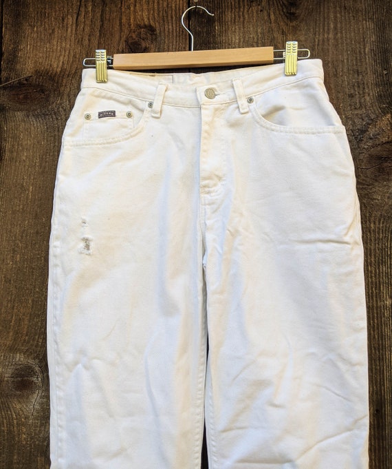 80s Vintage White Denim Jeans Riders / High Waist Mom Straight - Etsy