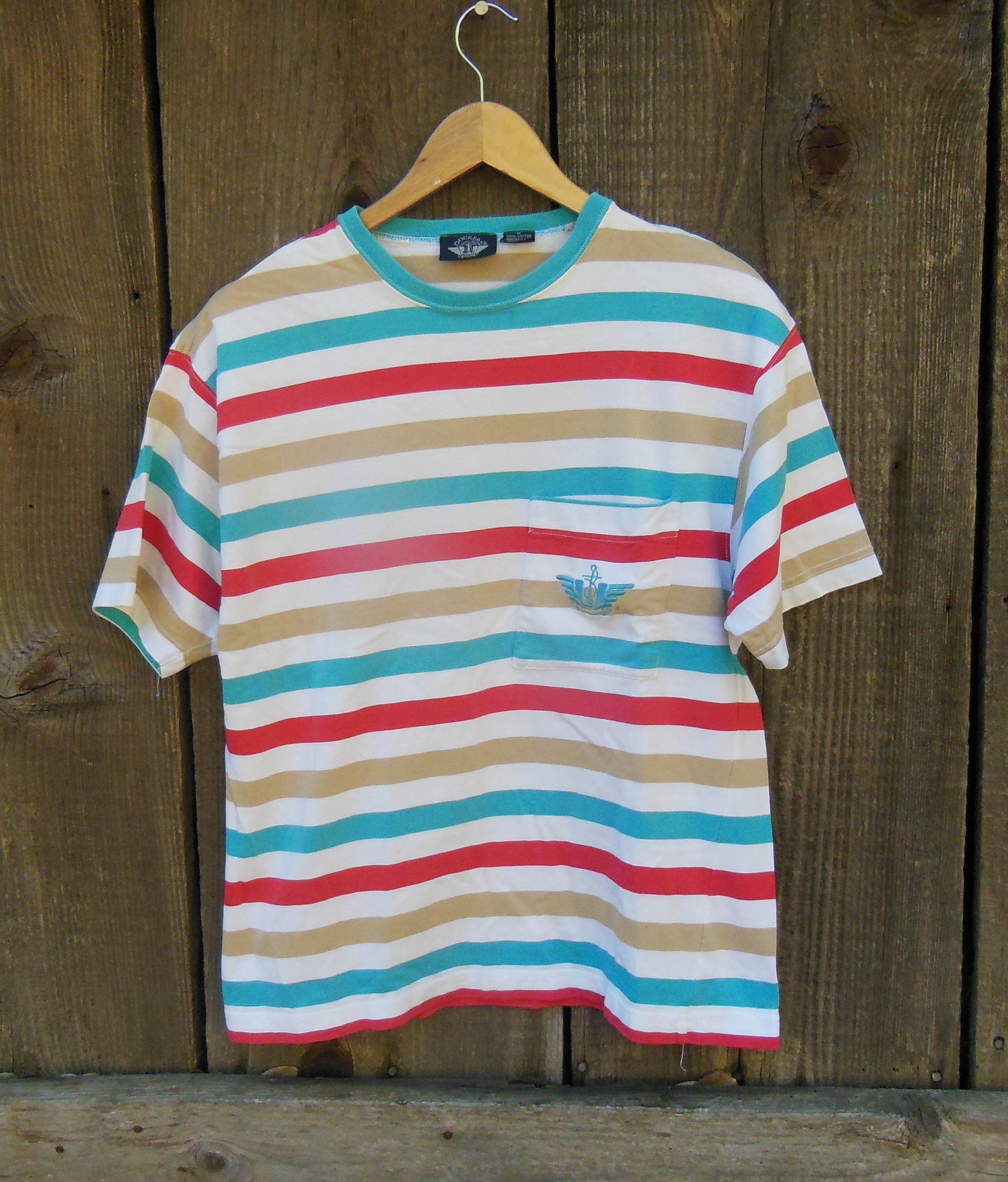 90s Vintage Striped T Shirt / Dockers Levis Blue Red Brown / - Etsy  Singapore