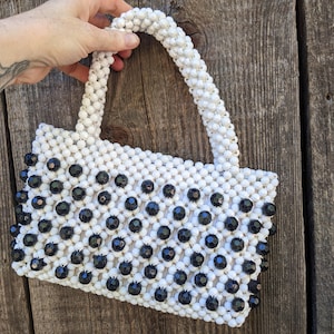 A Night Out Beaded Clutch in White, Groovy's