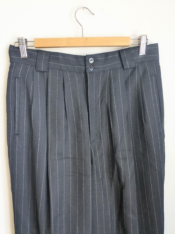 90s Pinstripe Wool Slacks: Giorgio Saint Angelo Vintage Trousers