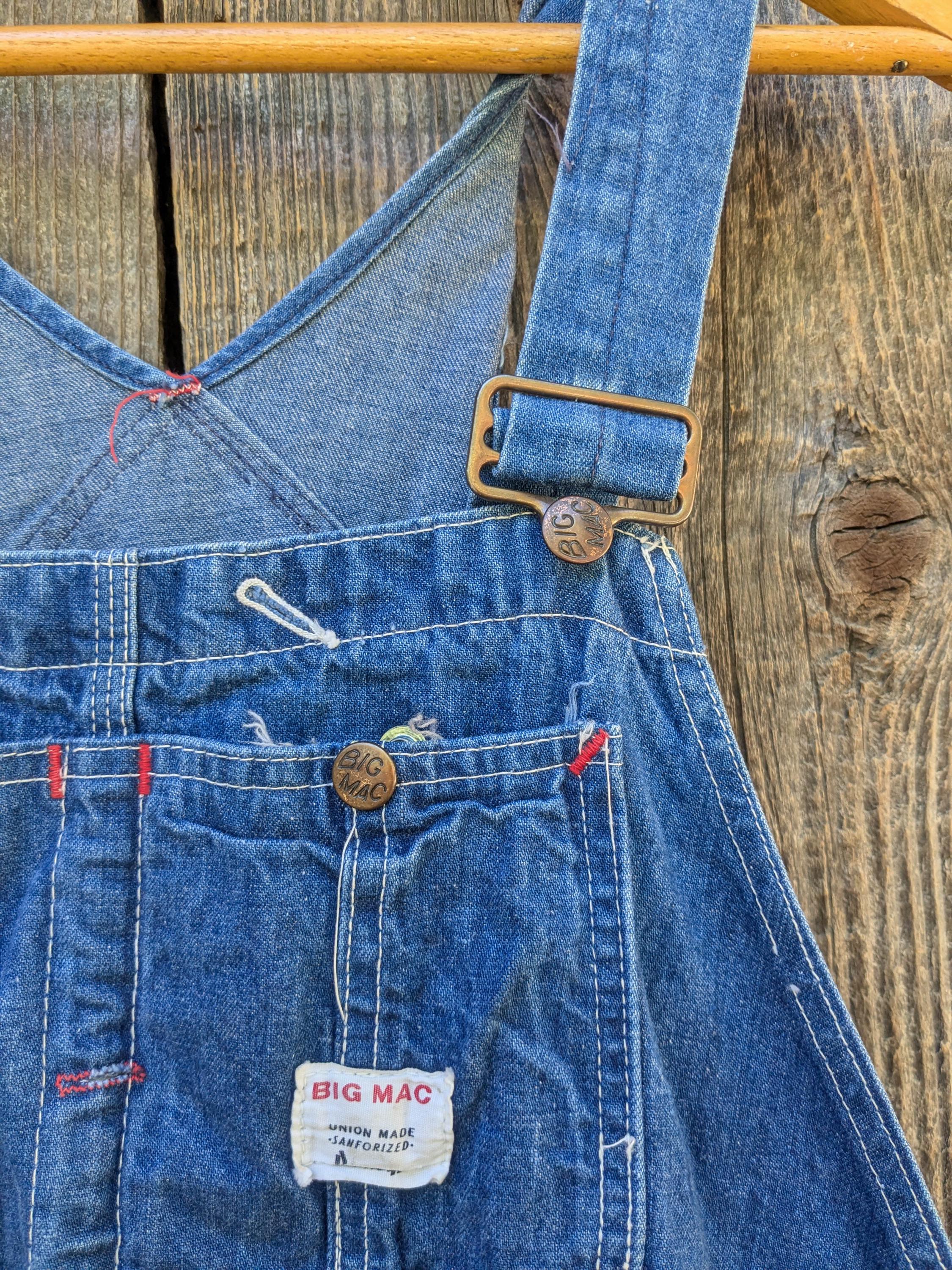 70s Vintage Big Mac Workwear Overalls / Light Blue Cotton Denim