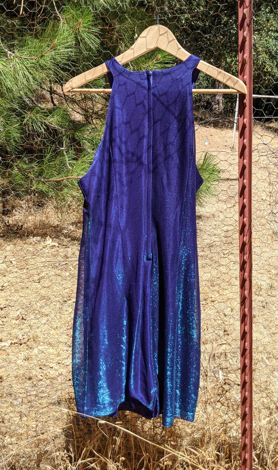 90s vintage metallic dress / blue sparkle glam ra… - image 8