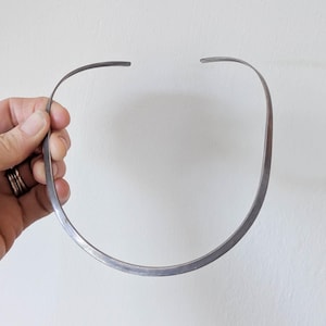 70s vintage sterling silver choker necklace / 925 stamped artisan made open back / bib wire collar Southwest rocker hipster minimalist