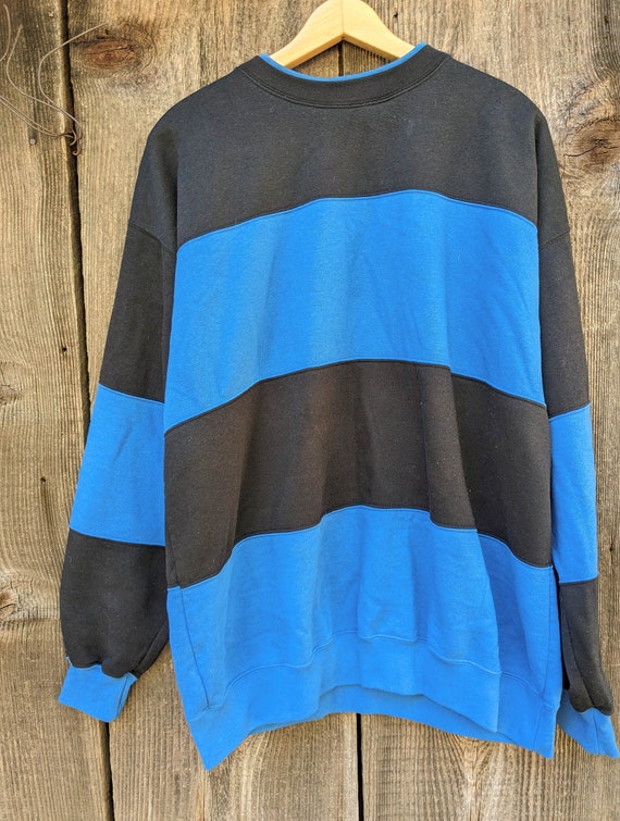 80s vintage striped crewneck / baggy oversize bla… - image 2