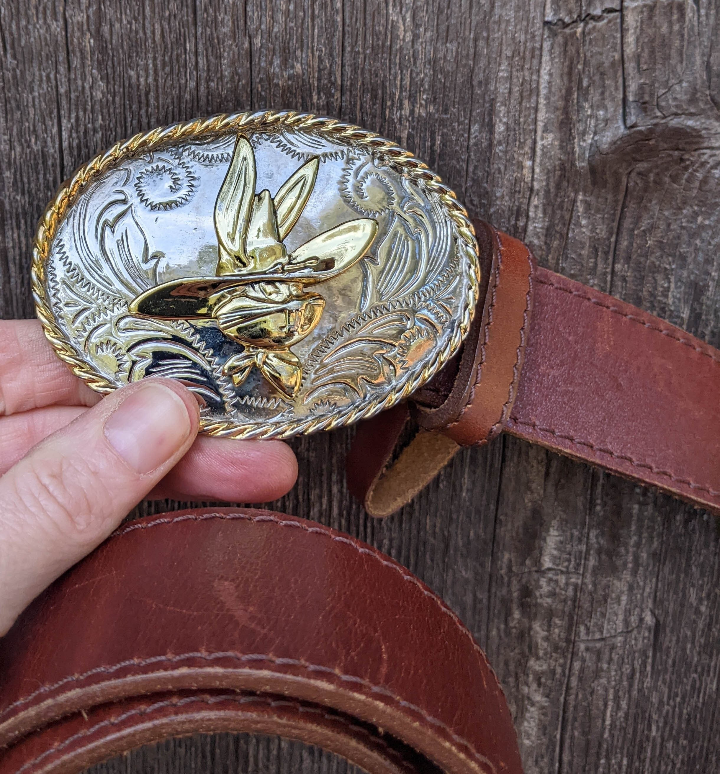 Vintage Looney Tunes Leather Belt Bugs Bunny Tweety Charm 90s Black NEW Unisex Vintage 90s Looney Tunes Cartoon Leather Jacket Unisex Adult  main image 3