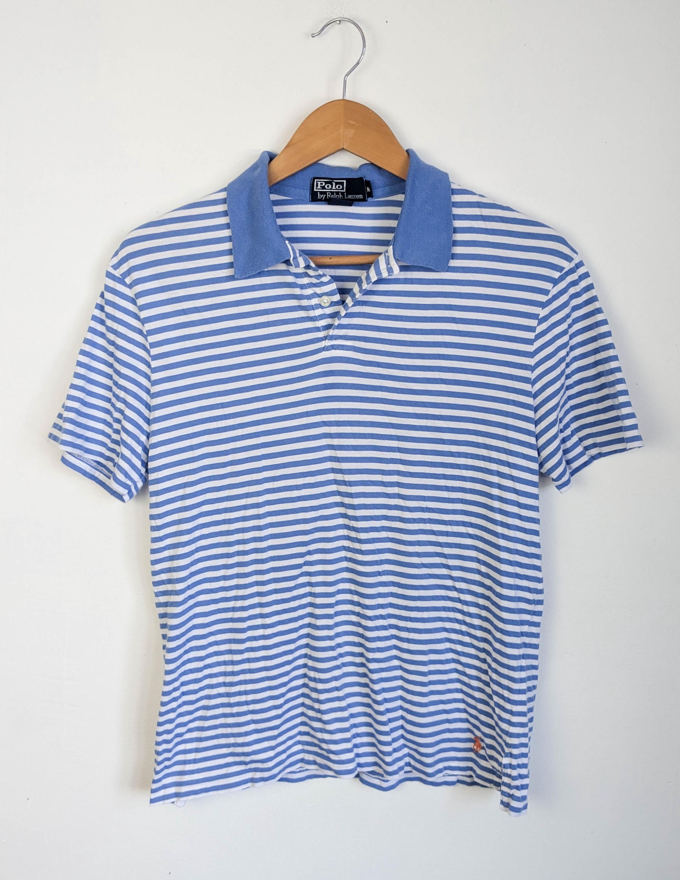 90s Ralph Lauren Striped Polo Shirt: Single Stitch Vintage Henley