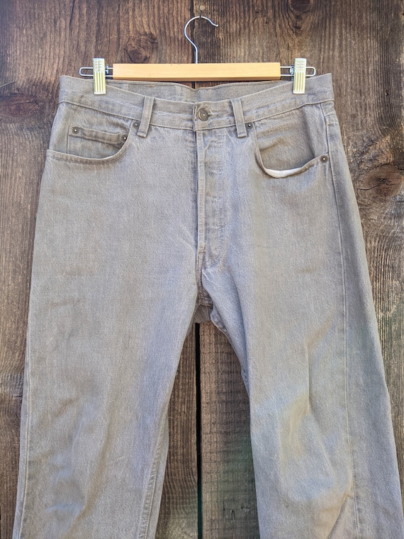 90s vintage Levis 501 xx jeans gray denim / butto… - image 2