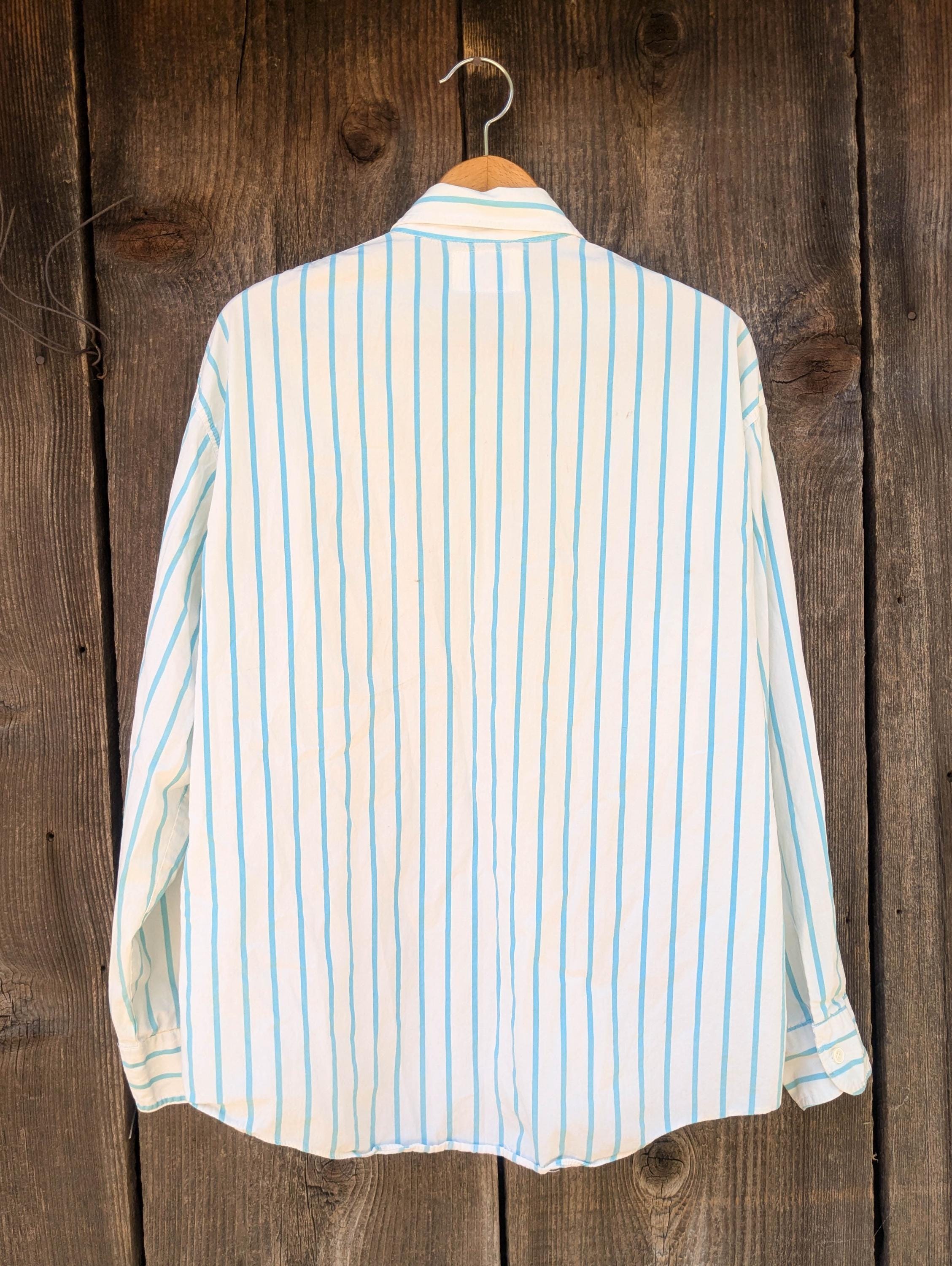 緑縞 80s makers broad stripe button down Green stripe 80s makers broad stripe button down