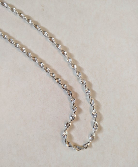 80s vintage silver herringbone twist chain / extr… - image 8