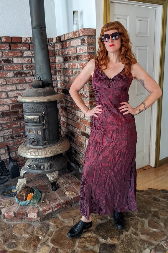90s Vintage Rampage Rayon Maxi Dress / Y2K Formal Maroon - Etsy