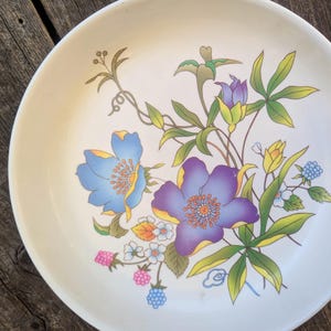 70s vintage Fataco melamine plate set of 2 / serving bowl blate purple blue floral blackberry / rustic cottagecore cottage chic boho gift