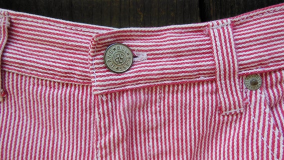 80s vintage red pinstripe shorts / candy striped … - image 4