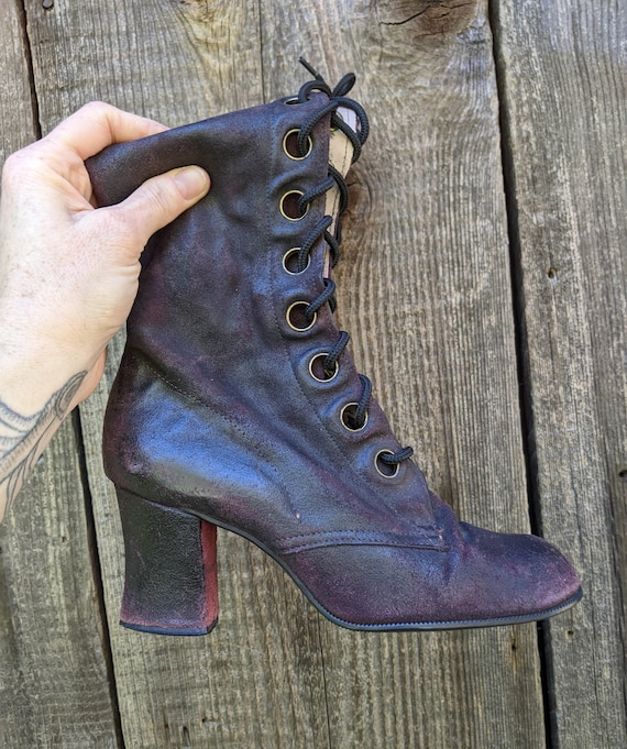 60s vintage purple leather gogo boots / eggplant … - image 6