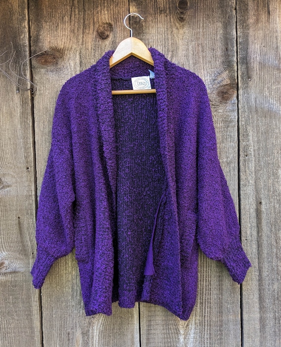 80s vintage purple chunky knit cardigan / loose ov