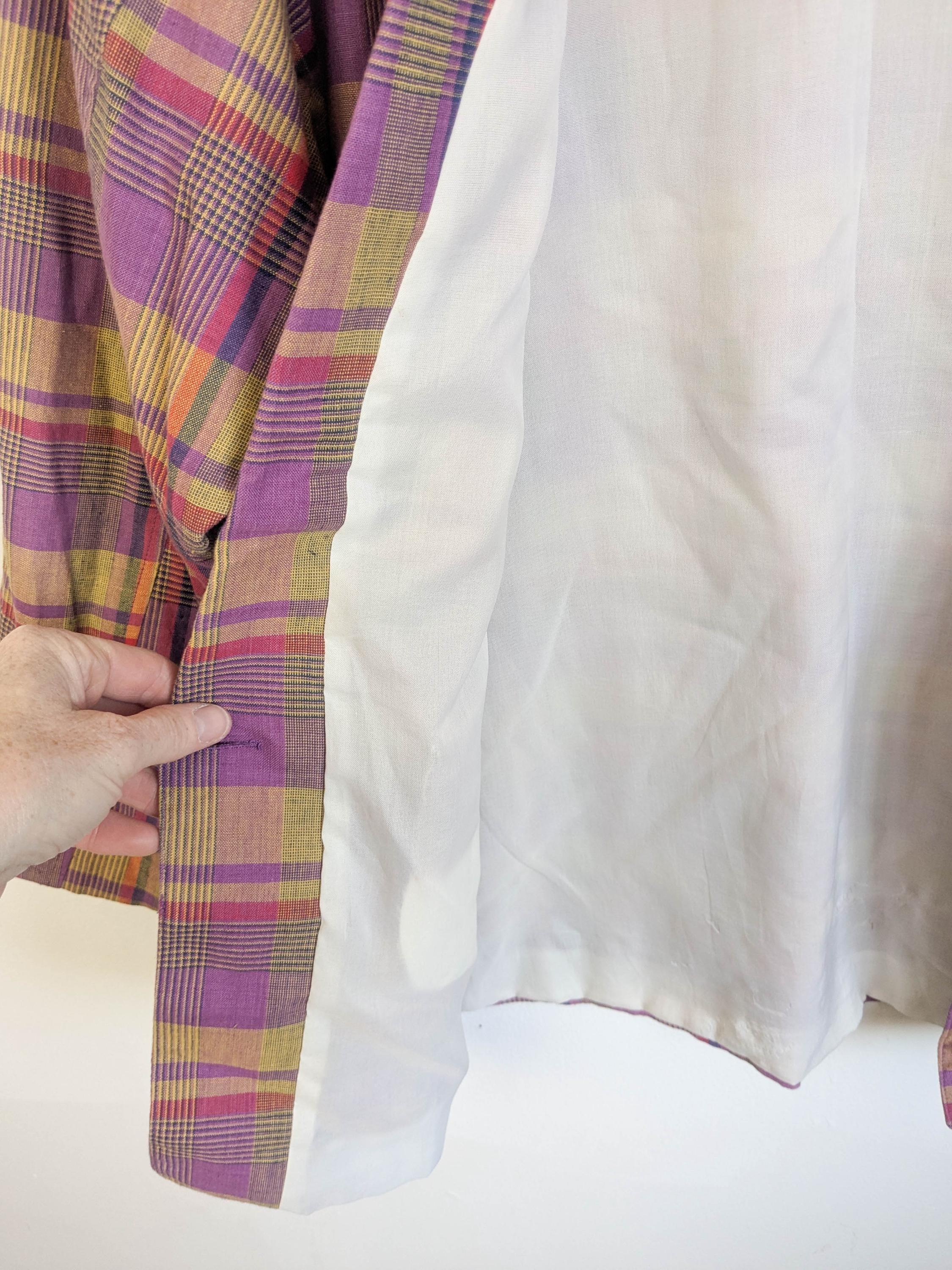 90s Plaid Cotton Blazer: Retro Y2K Purple Suit Jacket - Adolfo - Etsy