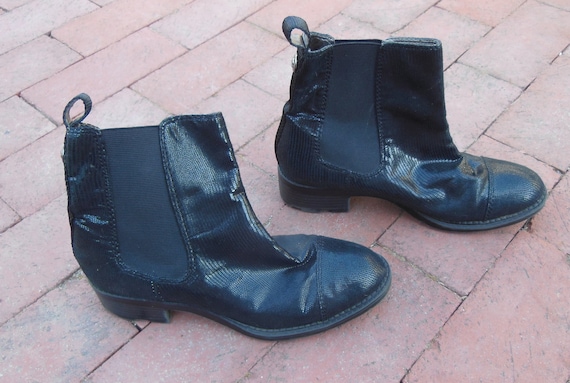 black patent snakeskin boots