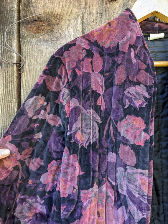 80s vintage velvet quilted jacket coat / Asian Ch… - image 2
