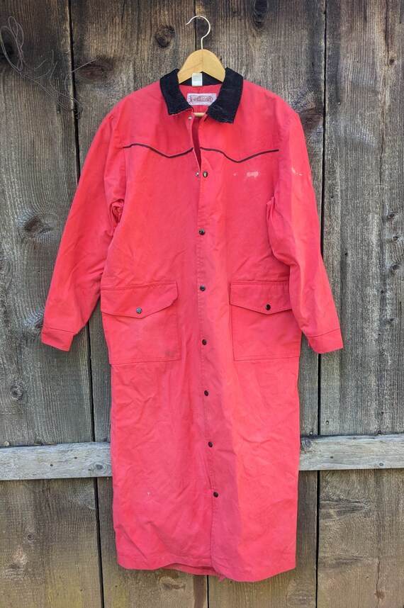 80s vintage Tex Tan western duster / red canvas tr