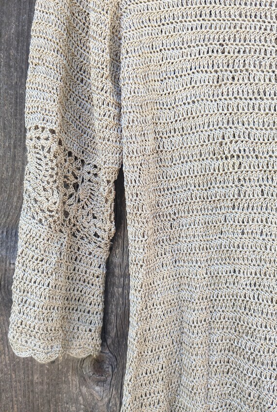 90s vintage beige crochet pullover top / bell bra… - image 8