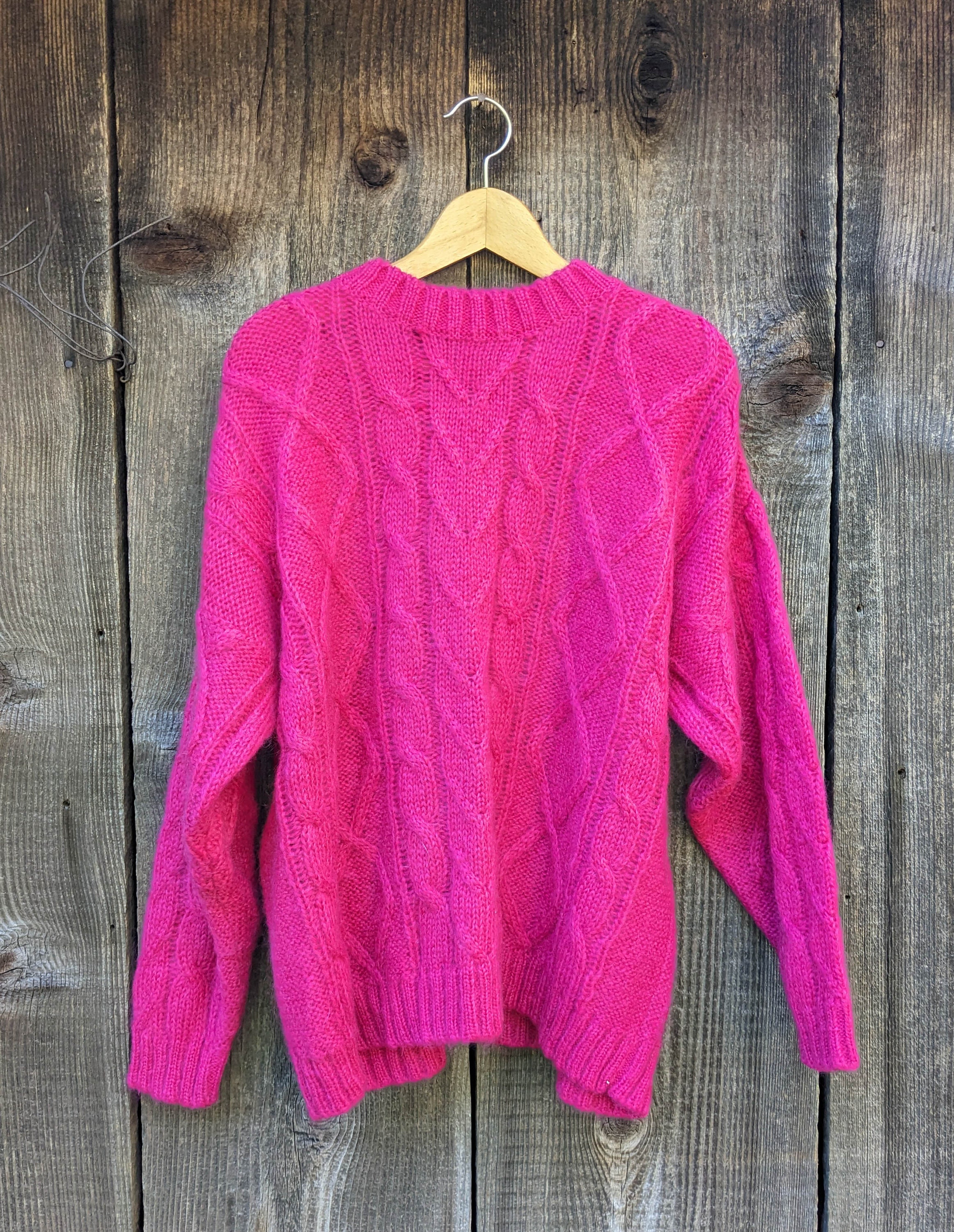 90s Vintage Y2K Pink Mohair Sweater / Limited Express Hot Pink 