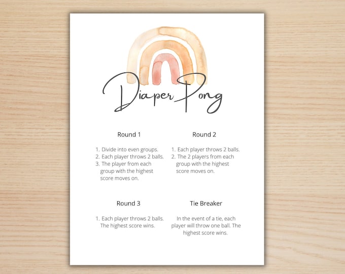Diaper Pong Printable, Baby Shower Activity, Shower Game Prints ...